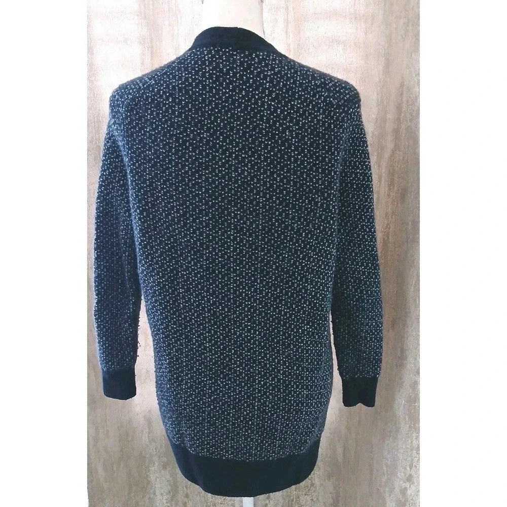 Madewell‎ Womens Navy Blue White Birds Eye Knit Button Front Cardigan Sweater XS